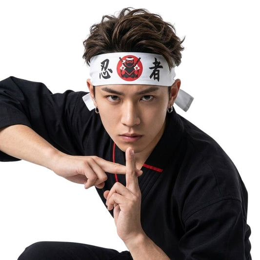Hachimaki Japonais Moderne Avec Motif Ninja Et Kanji