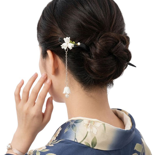 Kanzashi Japonais Élégant Avec Ornement Fleur Et Pendentif