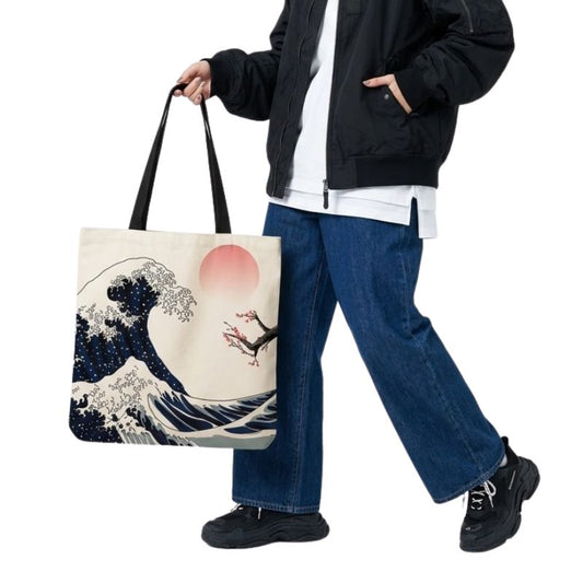 Sac Japonais Avec Motif Grande Vague Et Soleil