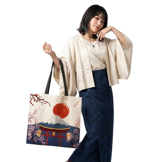 Sac Japonais Avec Mont Fuji Et Soleil Rouge