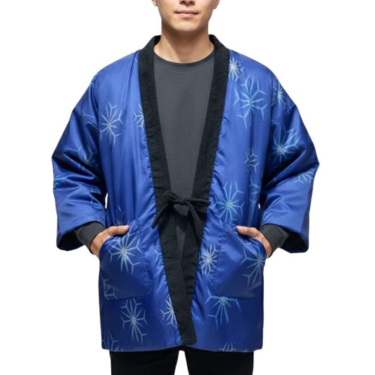 Hanten Homme Japonais Bleu à Motif Géométrique