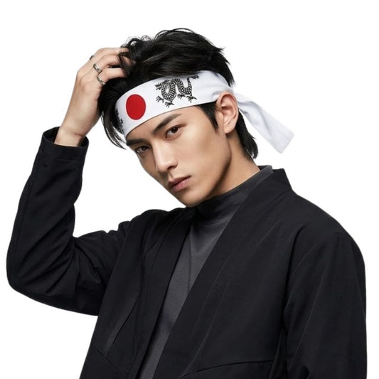 Hachimaki Avec Soleil Rouge Et Dragons