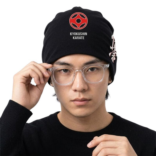 Bonnet Japonais Noir Style Karaté Avec Logo Kyokushin