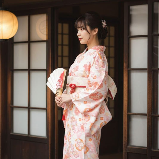Kimono Traditionnel Style Festival Avec Fleurs Japonaises Colorées