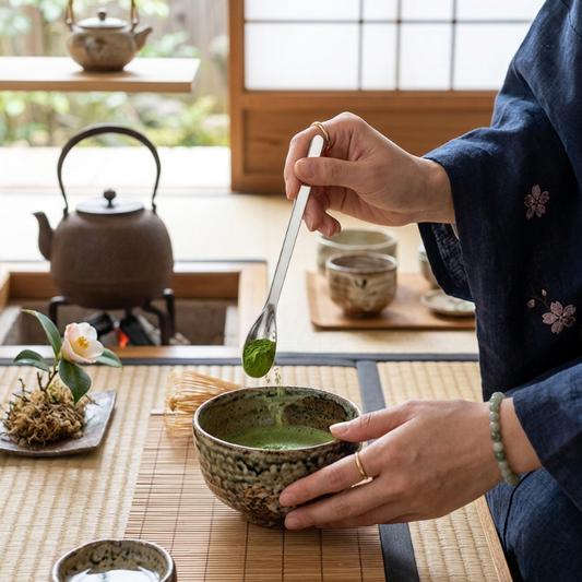 Cuillère Matcha En Acier Inoxydable Avec Design Fin