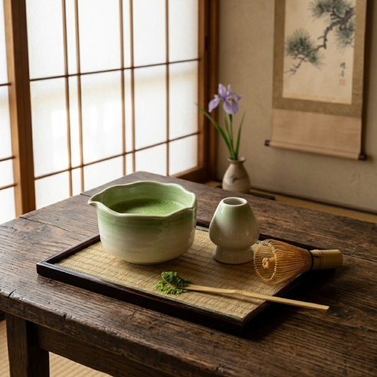 Kit Matcha Bol Verseur Et Support Fouet Dégradé Vert