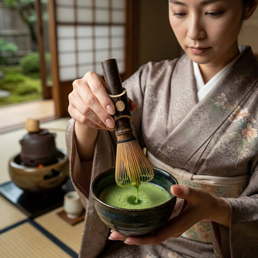 Fouet Matcha En Bambou Avec Manche Long Et Brins Souples