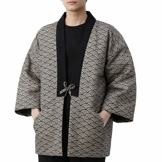 Hanten Homme Japonais à Motif Seigaiha