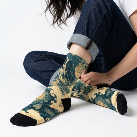 Chaussette Japonaise Style Traditionnel Avec Dragon Légendaire