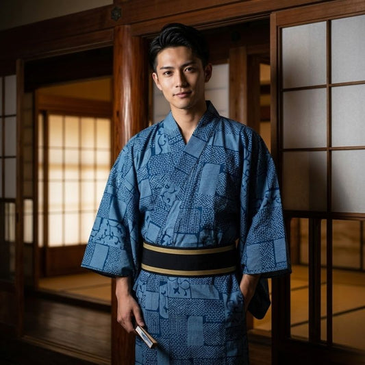 Kimono Japonais Style Samouraï Avec Coupe Droite