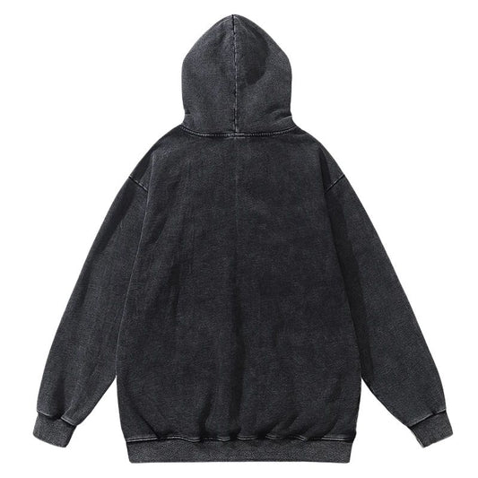 Sweat Japonais Noir Délavé Avec Illustration Manga Artistique