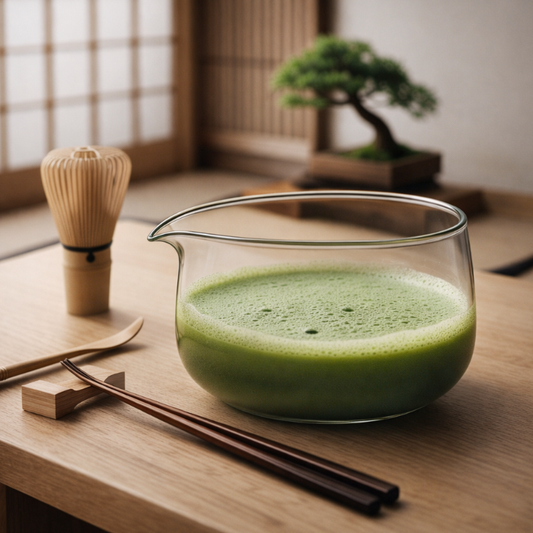 Bol Matcha En Verre Soufflé Avec Bec Précis