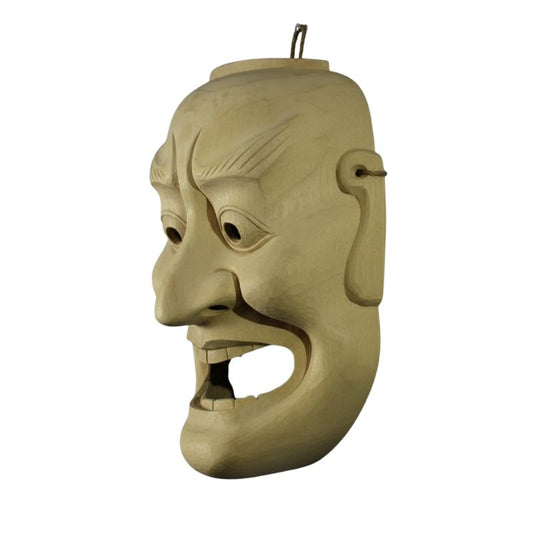 Masque Nô En Bois Sculpté Avec Expression Théâtrale Intense