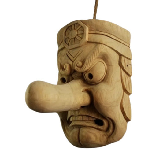 Masque Nô Traditionnel En Bois Massif