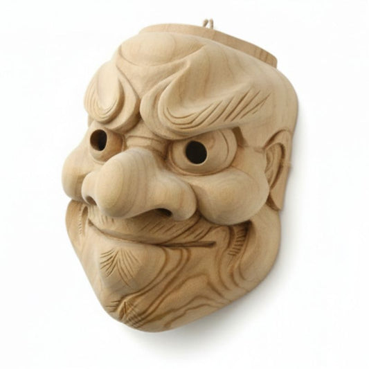 Masque Nô En Bois Avec Expression Démoniaque