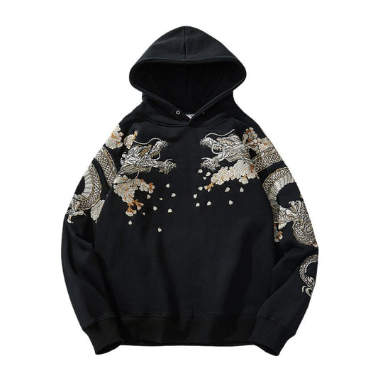 Sweat Japonais En Noir Avec Broderie Phénix