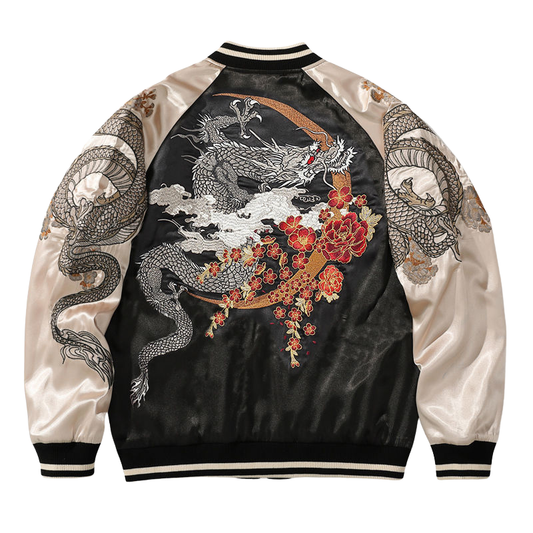 Sukajan Homme Avec Broderie Dragon Japonaise