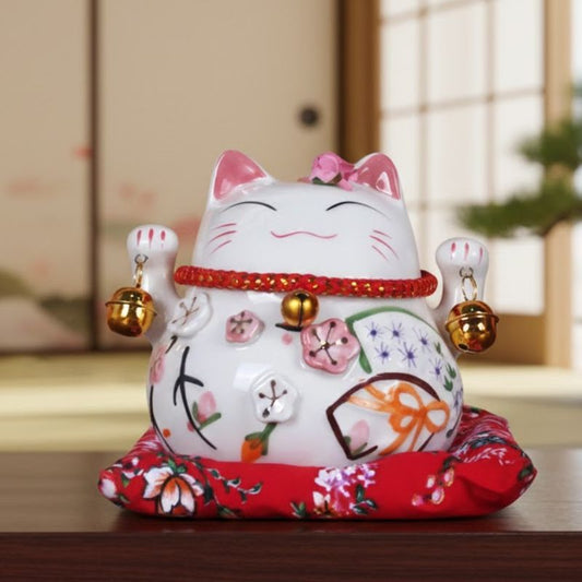 Maneki Neko Figurine En Céramique 11 cm