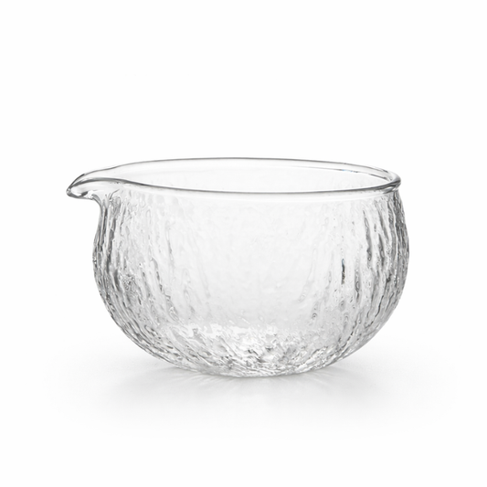 Bol Matcha En Verre Texturé Avec Bec Verseur, Bol Matcha En Verre Transparent