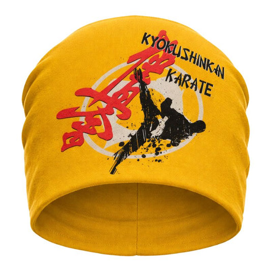 Bonnet Japonais Jaune Avec Motif Kyokushinkai Karaté, bonnet japonais jaune