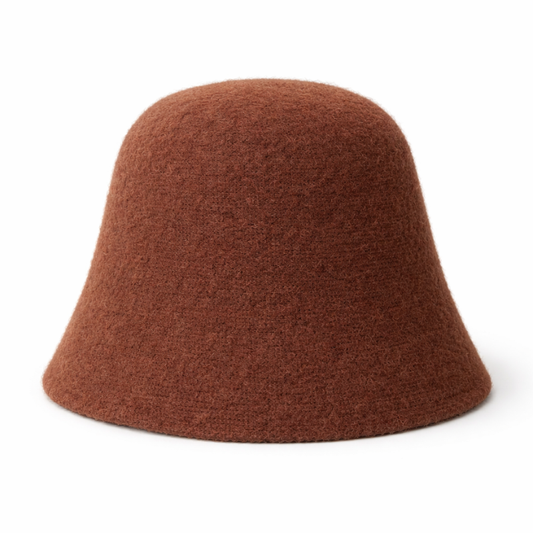 Chapeau Streetwear Style Bucket En Laine, Chapeau Streetwear Marron