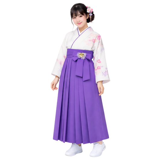Hakama Femme En Jupe Longue Violette Avec Plis Élégants