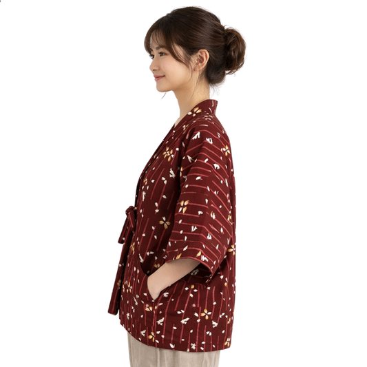 Hanten Femme Court Et Léger En Imprimé Floral Japonais