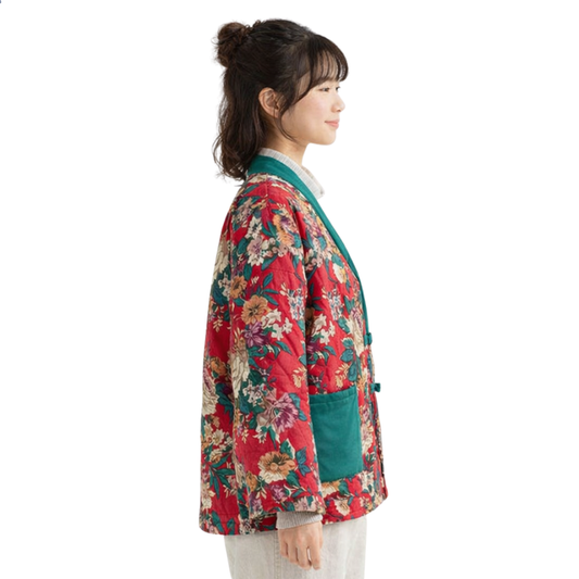 Hanten Femme Rouge Intense En Motif Floral