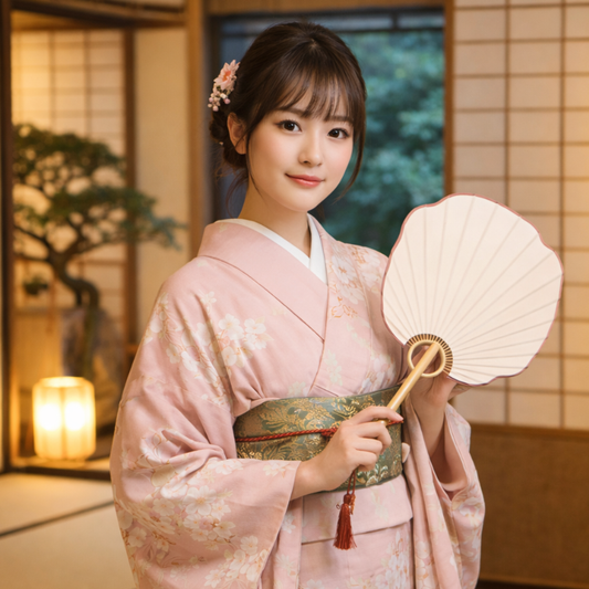 Éventail Japonais Style Traditionnel Avec Forme Coquille Raffinée