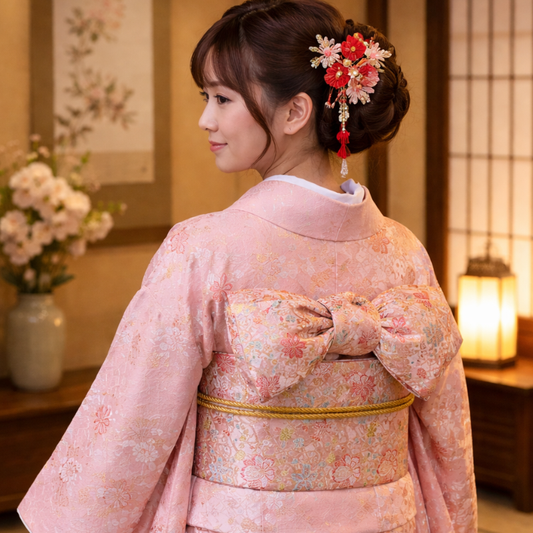 Ceinture Obi Yukata Rose