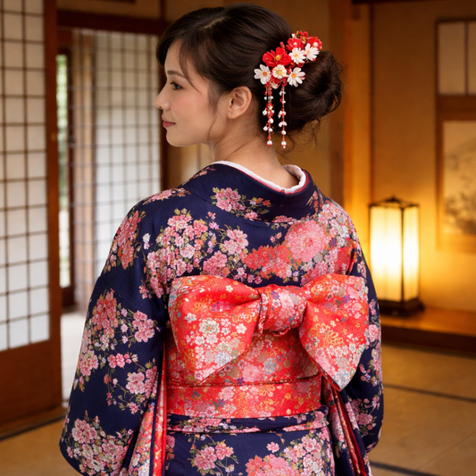 Ceinture Obi Style Geisha Rouge