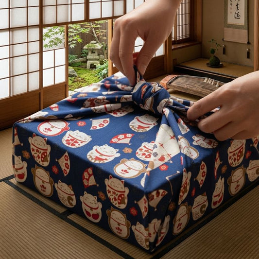 Furoshiki Japonais Illustré De Maneki Neko