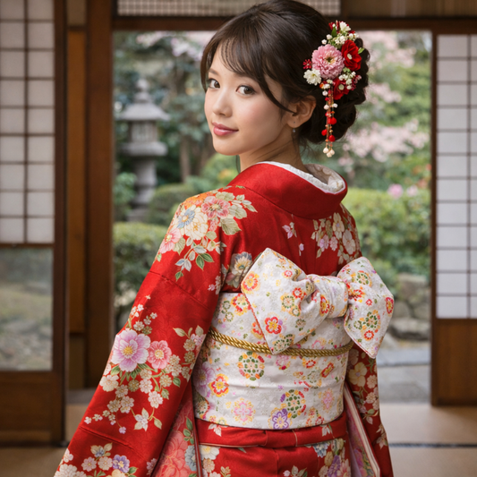 Ceinture Obi Japonaise Élégante En Satin Fleuri