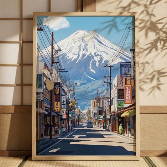 Tableau Japonais En Style Illustration Moderne Avec Paysage Citadin