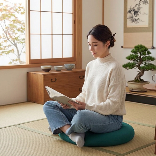 Coussin Japonais Rond En Mousse Avec Assise Ergonomique