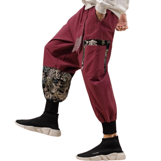 Pantalon Japonais Sarouel Homme Coupe Ample Imprimée