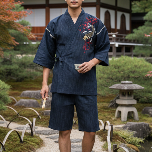 Jinbei Homme Pyjama Japonais En Tissu Respirant