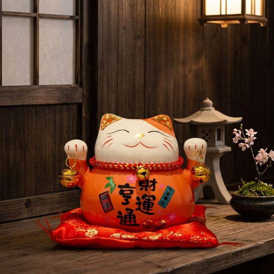 Maneki Neko Chat En Céramique 11 cm