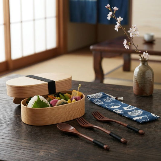 Boîte Bento Japonaise Double Compartiment En Bois