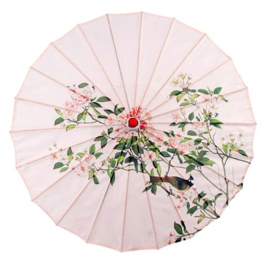 Parapluie Japonais Élégant Avec Motif Sakura Et Oiseau, Parapluie Japonais
