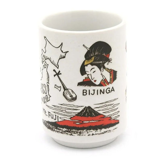 Tasse Japonaise À illustration Kyoto, Tasse Japonaise Blanc À Motif
