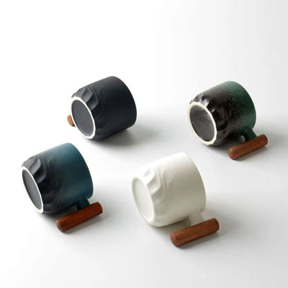 Tasse Japonaise Minimaliste Avec Anse en Bois