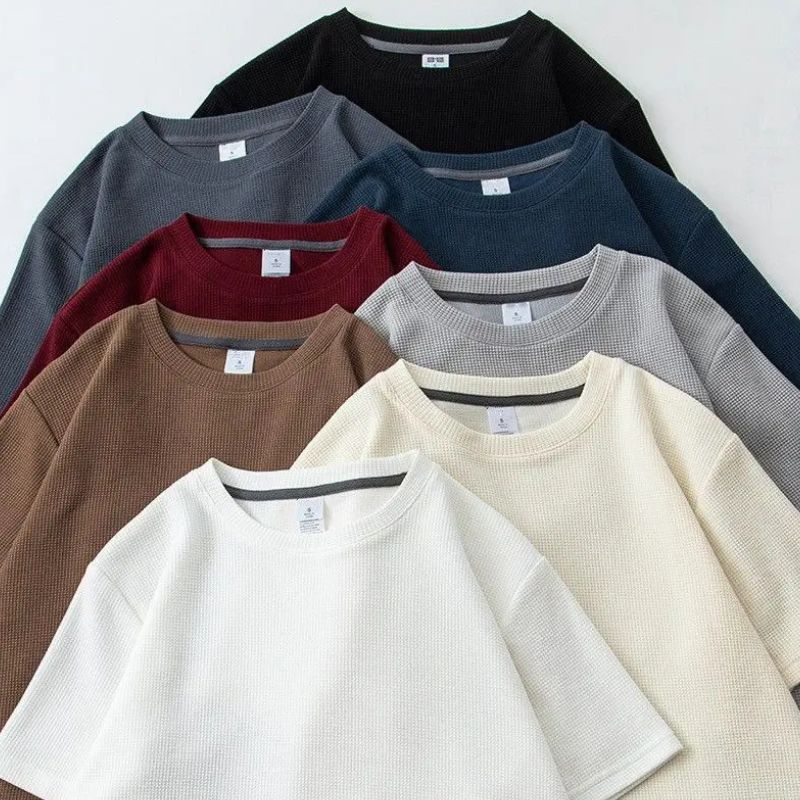 T-Shirt Japonais Minimaliste Gaufre Avec Col Rond