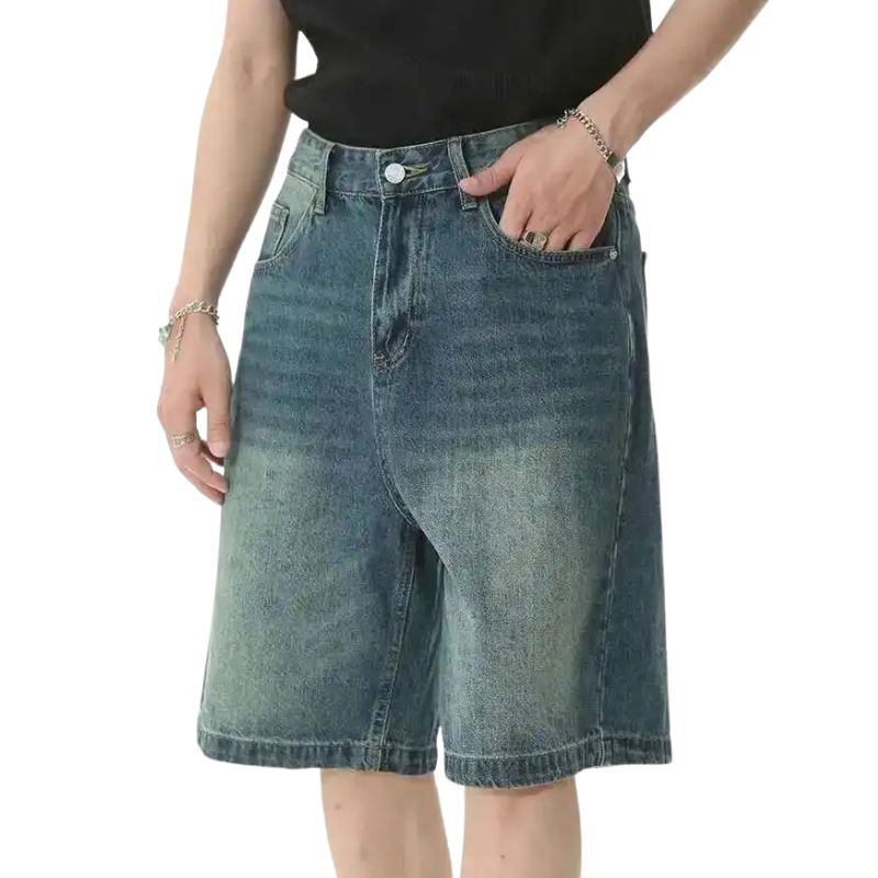Short Japonais en Jean Homme Coupe Ample