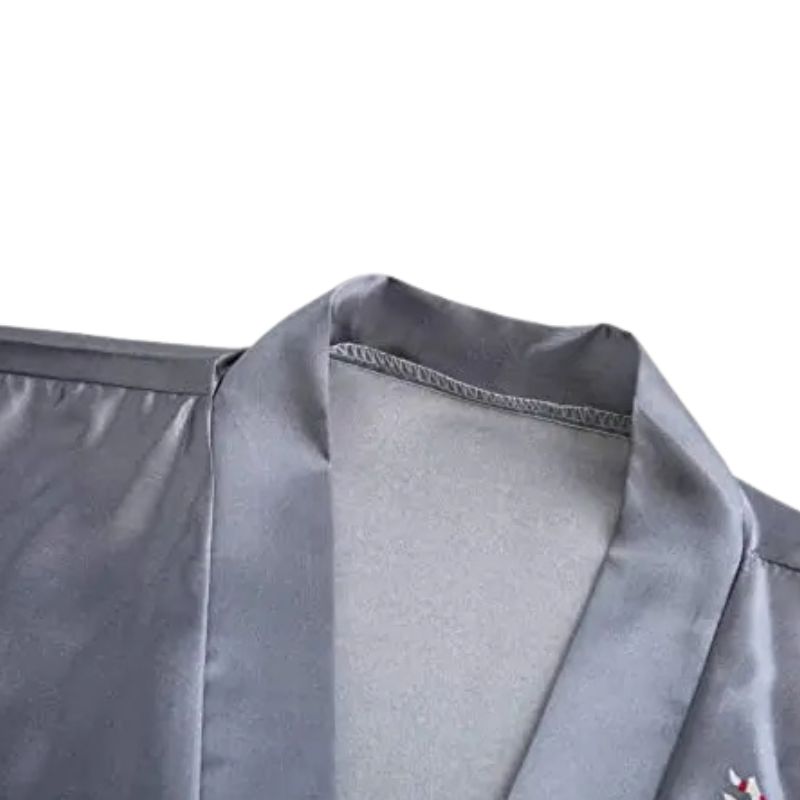 Kimono De Nuit En Satin Avec Motifs Grues Japonaises Élégantes