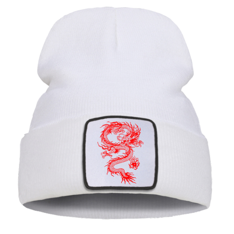 Bonnet Japonais Unisexe Avec Écusson Dragon Rouge