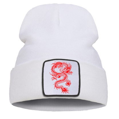 Bonnet Japonais Unisexe Avec Écusson Dragon Rouge