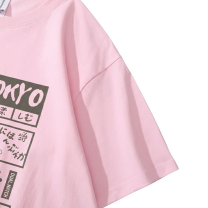 T-Shirt Japonais Avec Illustrations Tokyo Et Vagues Rétro