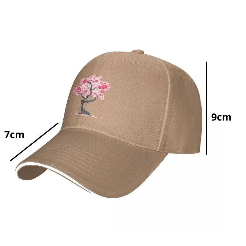 Casquette Japonaise Blanche Avec Motif Cerisier Sakura