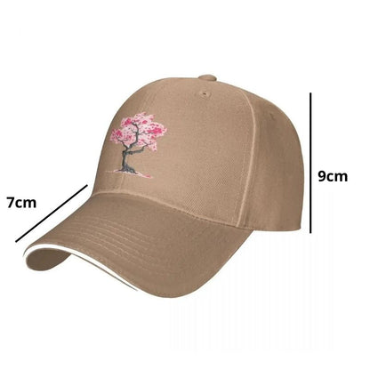 Casquette Japonaise Blanche Avec Motif Cerisier Sakura